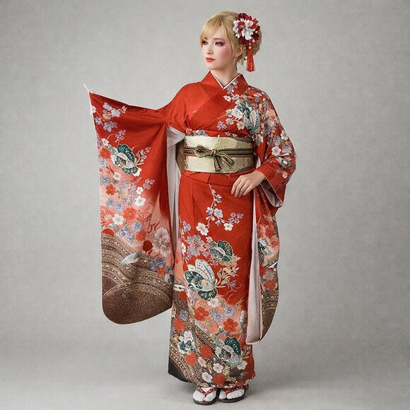 Vintage Japanese Traditional Kimono Robe IROHA Coming of Age Ceremonial  #A1189 - Picture 2 of 7